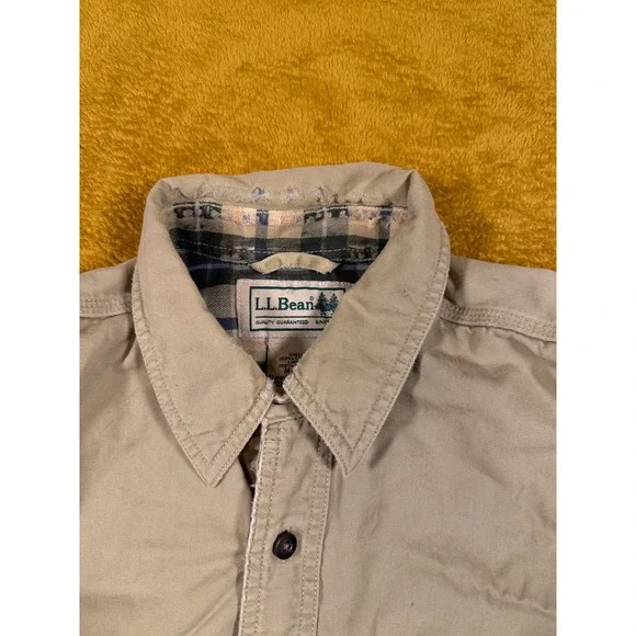 LL Bean Corduroy Shirt Jacket Men's M Plaid Flannel Lined Brown Chore Coat VTG - Picture 5 of 16
